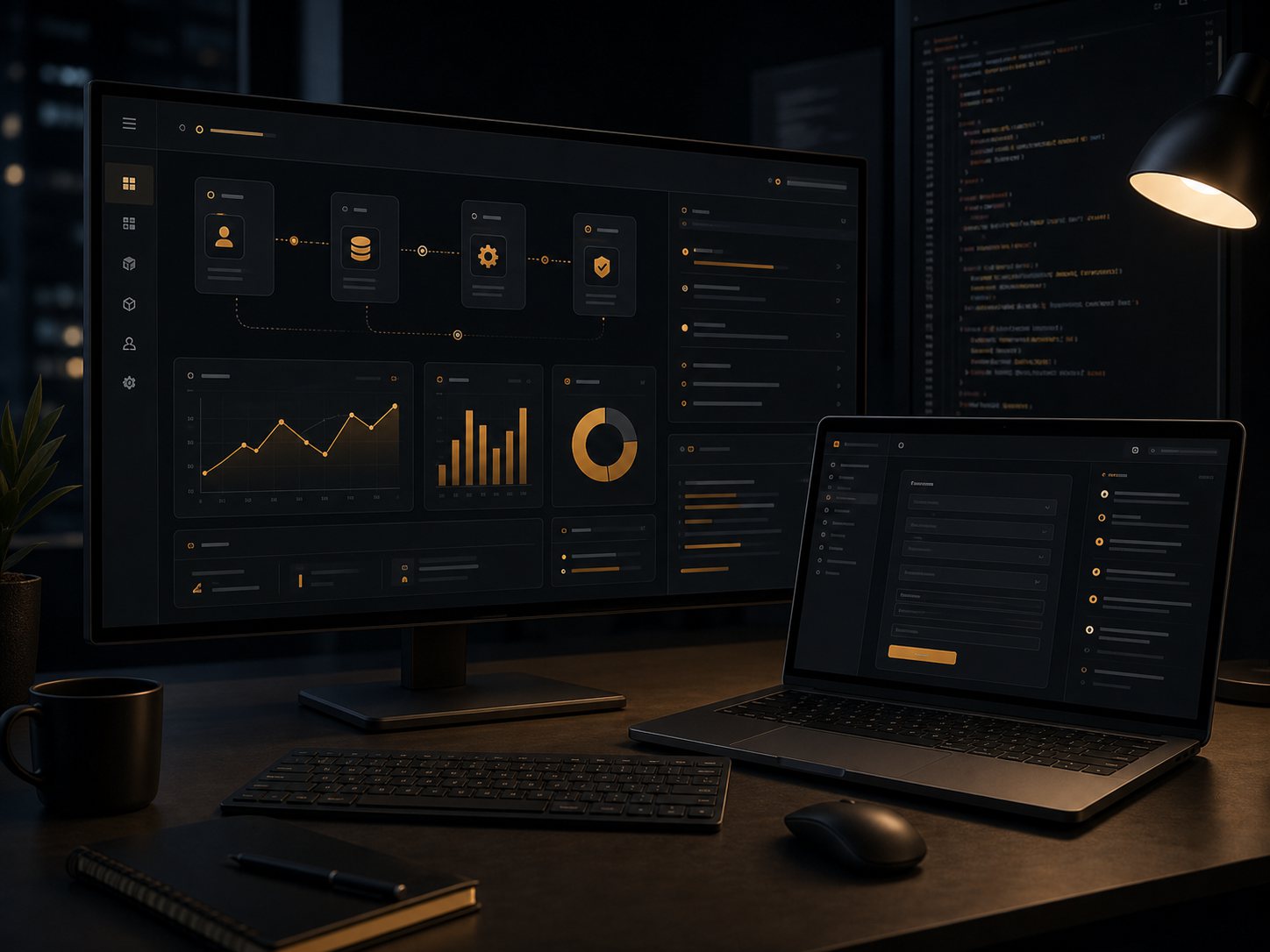 Painéis de um sistema web personalizado